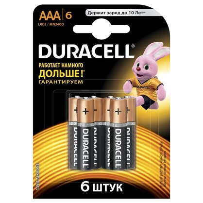 Батарейка алкалиновая Duracell  Basic LR036BL ААА 6 шт.