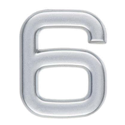 Цифра 6 самоклеящаяся 40х32 мм пластик цвет матовое серебро