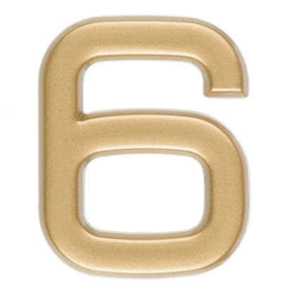 Цифра 6 самоклеящаяся 40х32 мм пластик цвет матовое золото