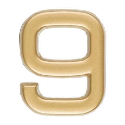 Цифра 9 самоклеящаяся 40х32 мм пластик цвет матовое золото