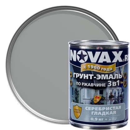 Эмаль-грунт по ржавчине Novax 3в1 цвет серебристый 0.9 кг