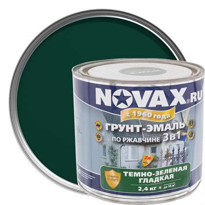 Эмаль-грунт по ржавчине Novax 3в1 цвет темно-зеленый 2.4 кг