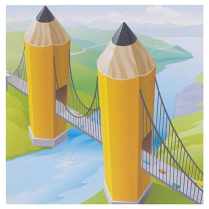 Картина на холсте 30х30 см Мост из карандашей