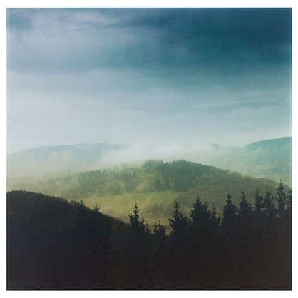 Картина на стекле 30х30 см Облака над горами