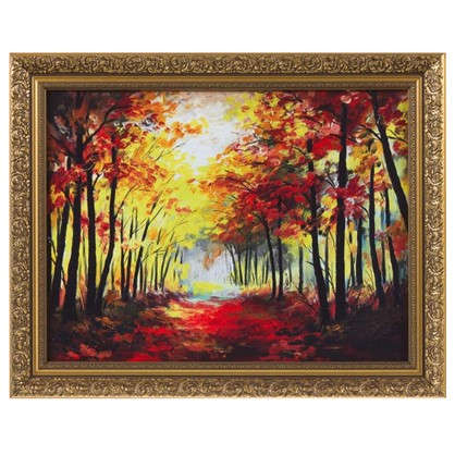 Картина в раме 30x40 см Осенний красный лес