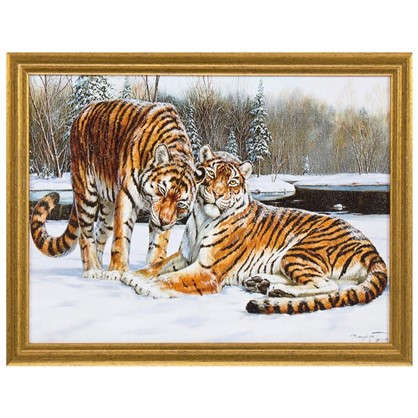 Картина в раме Амурские тигры 30х40 см