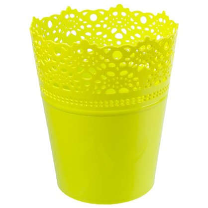 Кашпо Ажур зелёный 150 мм пластик