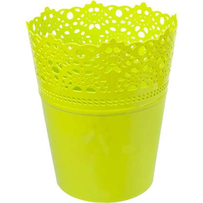 Кашпо Ажур зелёный 185 мм пластик