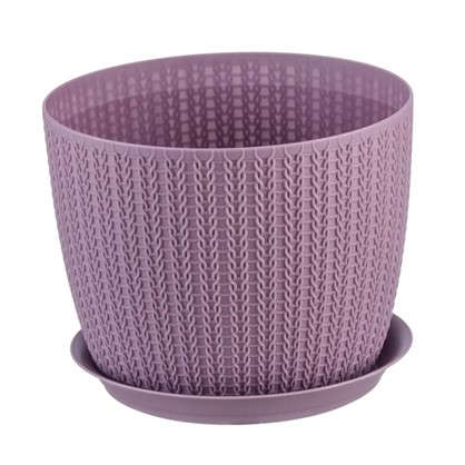 Кашпо с поддоном Вязание 1.1 л 135 мм цвет пурпурный