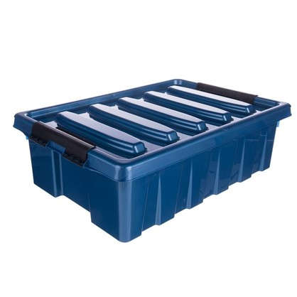 Контейнер Rox Box с крышкой с роликами 40x18x60 см 35 л пластик цвет синий