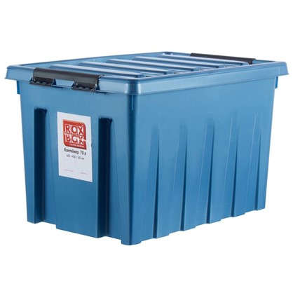 Контейнер Rox Box с крышкой с роликами 40x36x60 см 70 л пластик цвет синий