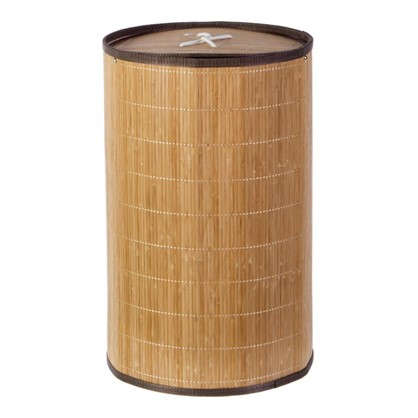 Корзина для белья складная круглая 40 л бамбук