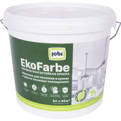 Краска для кухни и ванной Jobi Ekofarbe сталь цвет белый 5 л в 