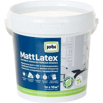 Краска для стен и потолков Jobi Mattlatex база А 1 л