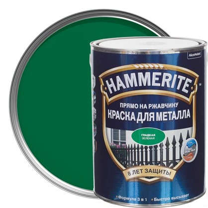 Краска гладкая Hammerite цвет зеленый 5 л