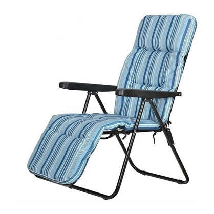 Кресло с подножкой складное 5 позиций цвет бело-синий