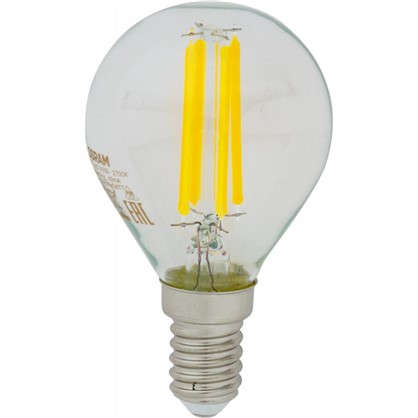 Светодиодная лампа Osram E14 220 В 5 Вт шар 3 м² свет теплый белый