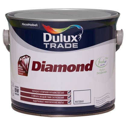 Матовая краска для стен Dulux Trade Diamond 2.5 л в 