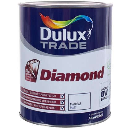 Матовая краска для стен Dulux Trade Diamond база BW 1 л