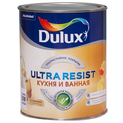 Моющаяся краска для стен Dulux Ultra Resist Кухня и Ванная база BW 1 л в 