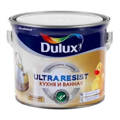 Моющаяся краска для стен Dulux Ultra Resist Кухня и Ванная база BW 2.5 л