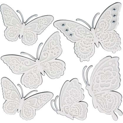 Наклейка 3D Белые бабочки СВА 1402