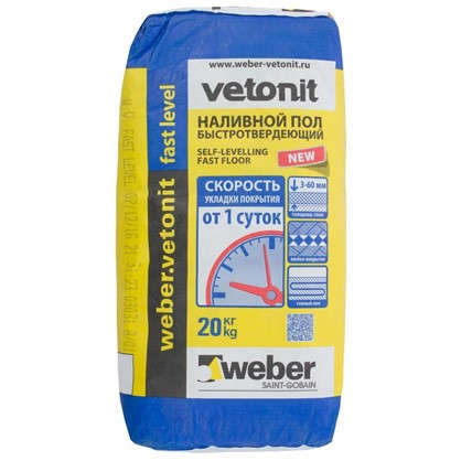 Наливной пол быстротвердеющий Weber Vetonit Fast Level 20 кг