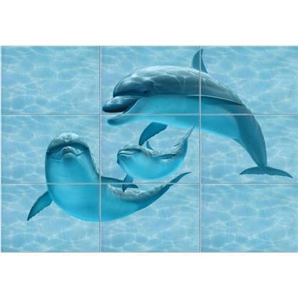 Панно Лагуна Дельфины 74.7х109.2 см цвет голубой