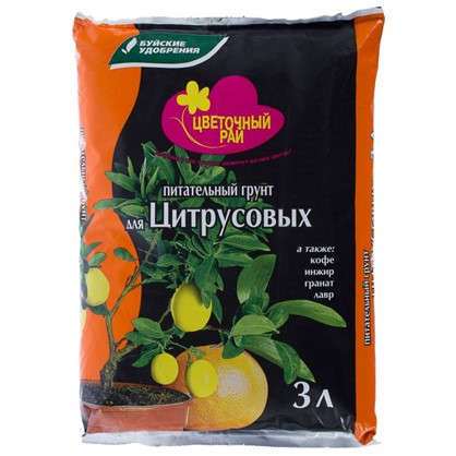 Почвогрунт Цветочный рай питательный для цитрусовых 3 л