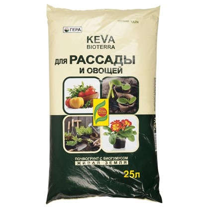Почвогрунт Keva Bioterra для рассады и овощей 25 л