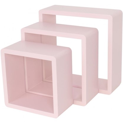 Полка кубическая 20х10 см/24х10 см/28х10 см цвет розовый 3 шт.