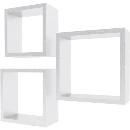 Полка мебельная квадратная цвет белый 3 шт.
