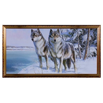 Постер в раме 50х100 см Волк и волчица