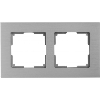 Рамка для розеток и выключателей Aluminium 2 поста цвет металл