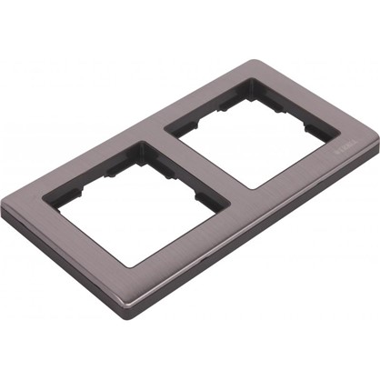 Рамка для розеток и выключателей Metallic 2 поста цвет глянцевый никель