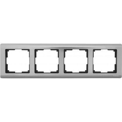 Рамка для розеток и выключателей Metallic 4 поста цвет глянцевый никель