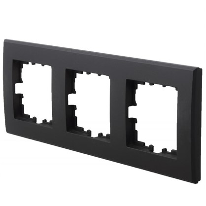 Рамка для розеток и выключателей плоская 3 поста цвет чёрный