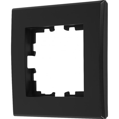 Рамка плоская для розеток и выключателей 1 пост цвет чёрный бархат матовый