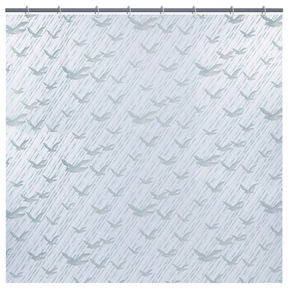 Штора для ванной Гуси-лебеди 180x180 см цвет белый