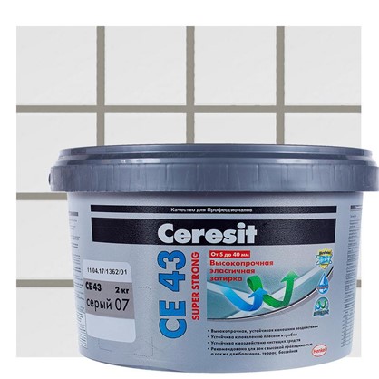 Цементная затирка Ceresit CE 43/2 водоотталкивающая цвет серый