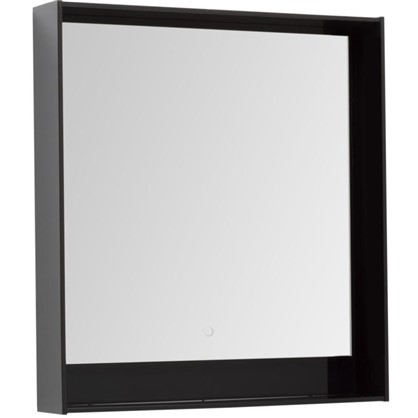 Зеркало с подсветкой Мокка 80 см цвет чёрный глянец