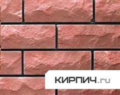 Силикатный кирпич розовый одинарный рустированный тычок КЗСК в 
